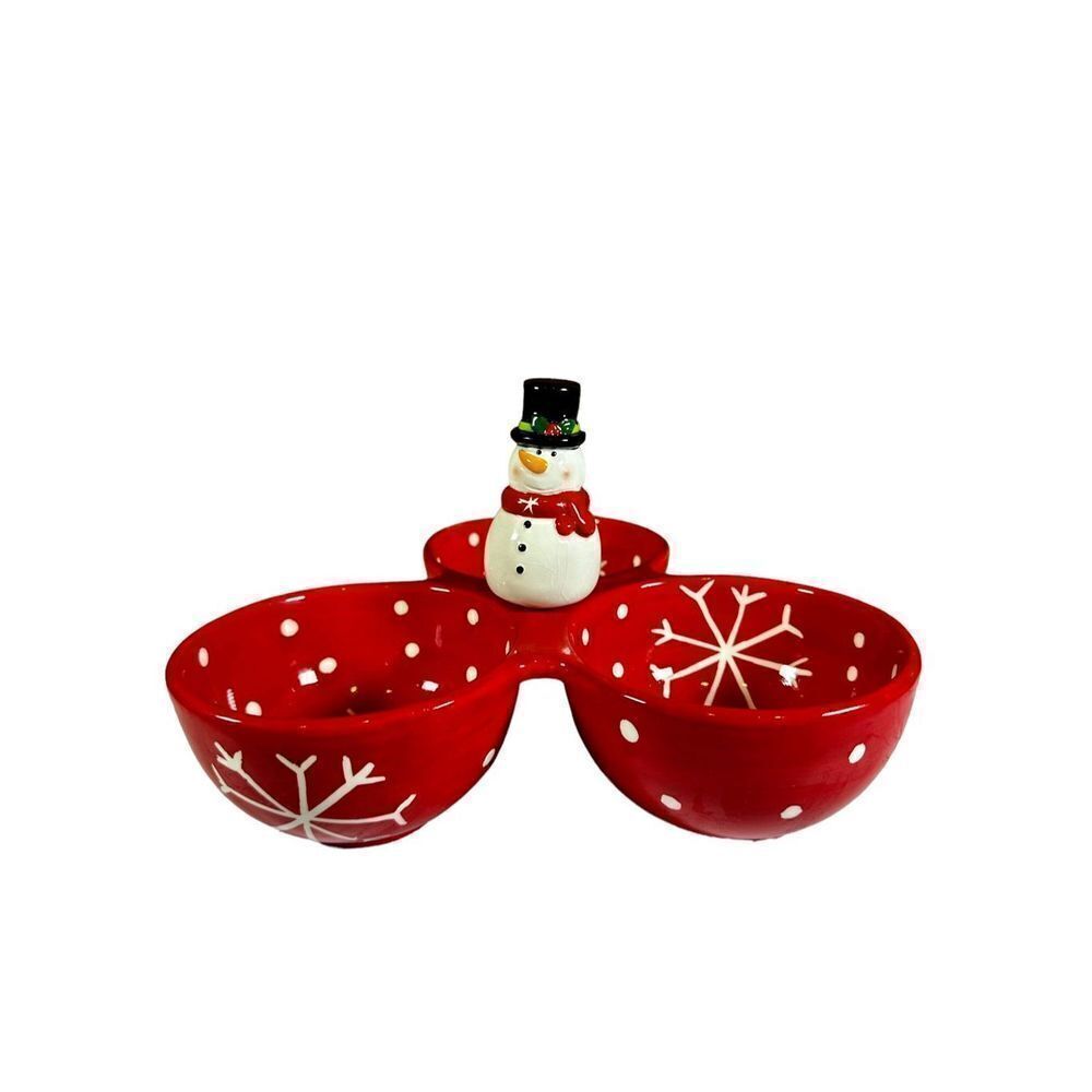3 Section Divided Dish with Removable Snowman Spreader Knife​​​​​​ - Picture 3 of 8